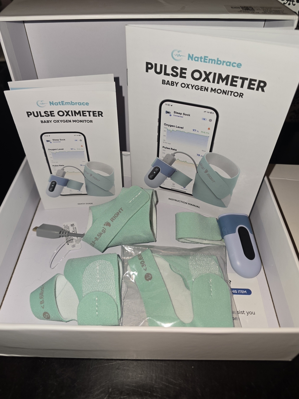Baby Pulse Oximeter Sleep Sock in Mint Green
